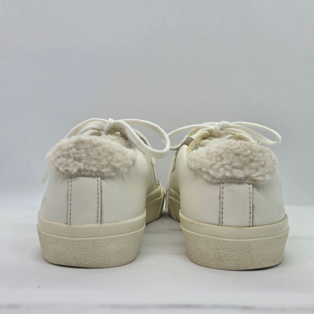 Madewell MWL Court Sneakers Womens 7 White Leather Faux Fur Trim NA843 Low Top - Picture 3 of 14